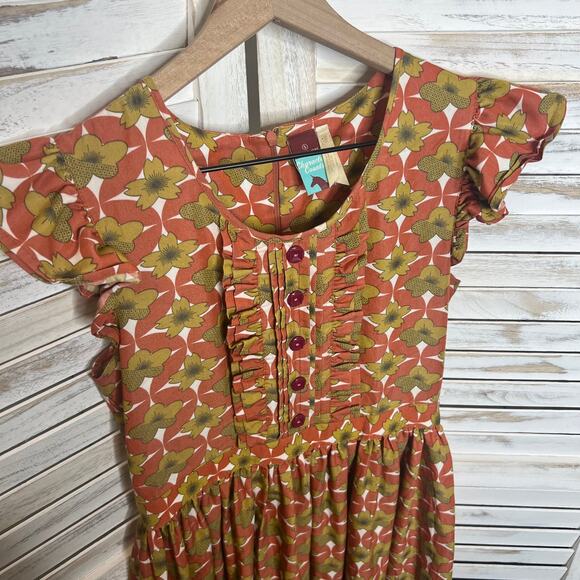 MATILDA JANE Women's Character Counts Orange Floral Mini Dress Small Retro Boho - Picture 11 of 15